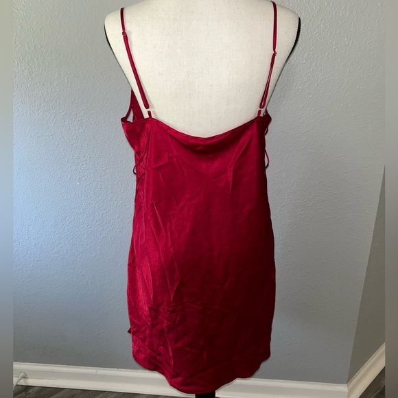 Victoria's Secret Y2K Lace Up Sides Red Satin Sexy Slip Dress Size Large - Picture 4 of 6